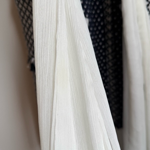 Tweed Longline Silk Ribbon Tie Vest – Navy Blue & White Textured Knit – Size 4 - Picture 7 of 9